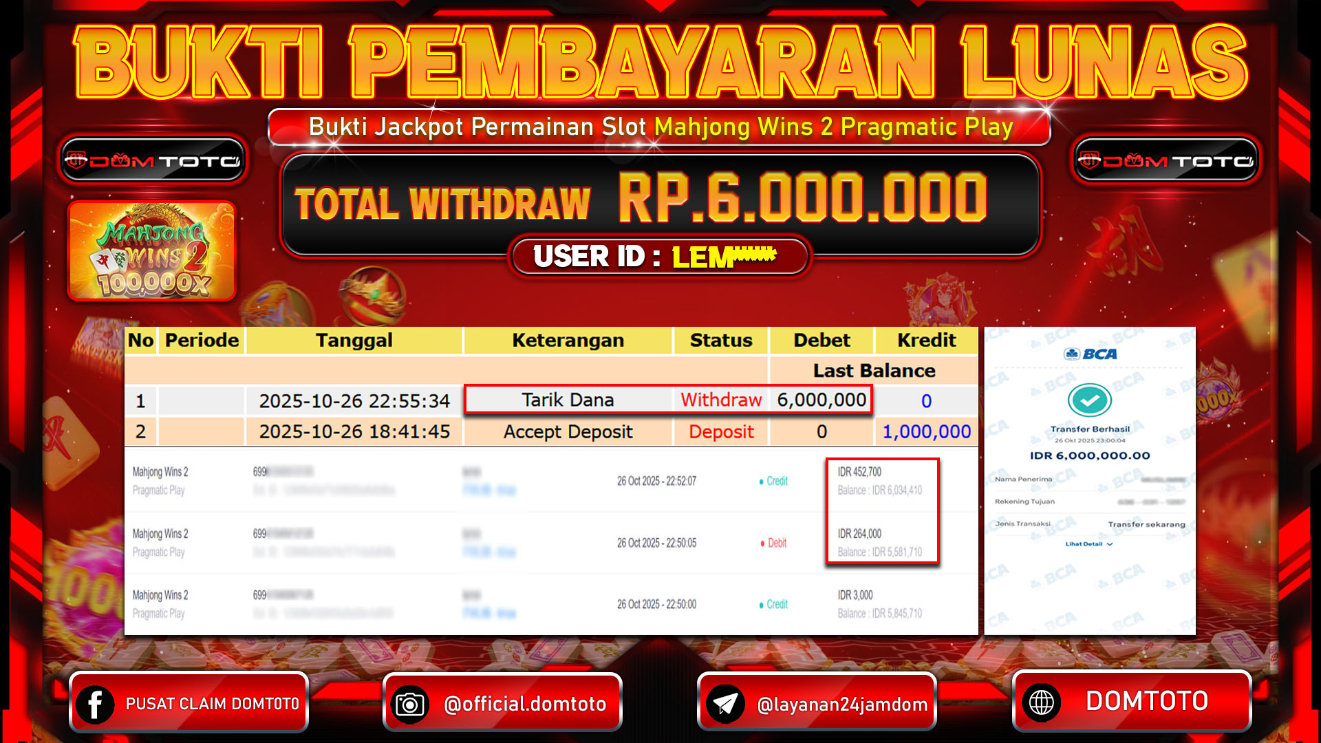 JACKPOT SLOT Mahjong Wins 2 Pragmatic Play 26 OKTOBER 2025